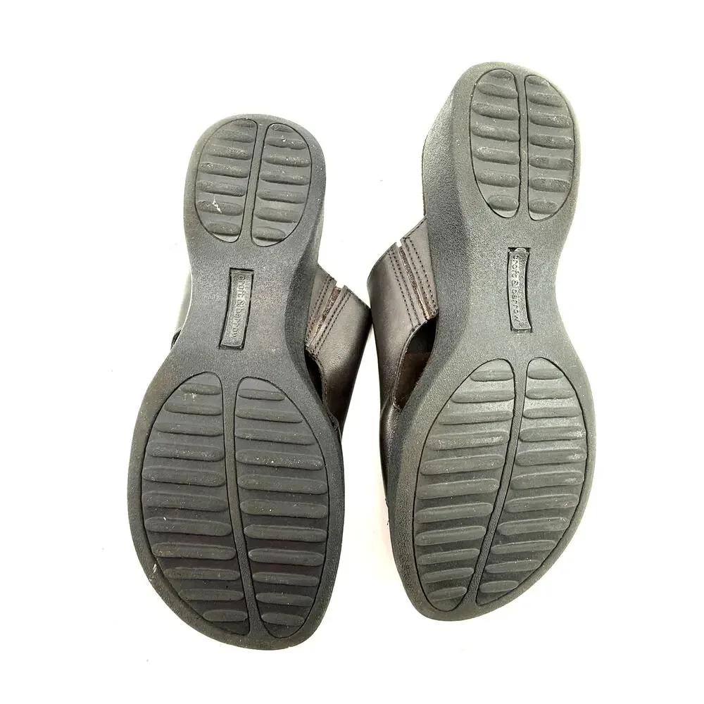 Croft & Barrow Brown Leather Slide Sandals Adeleine Minimalist Flat Size 7